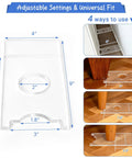 Clear Non Slip Couch Stoppers 2 Pack 9 Inch Universal Furniture Spacers with detailed dimension diagram for adjustments.