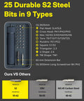 Workhorse Cordless Electric Screwdriver Kit With One Quarter Inch Hex Bits 25 Piece S2 Steel Set Magnetic Lid Case schematic