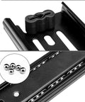 Close-up of Four Pairs Of 8 Inch Beefy Heavy Duty Metal Ball Bearing Side Mount Drawer Slides with rubber brake and steel balls
