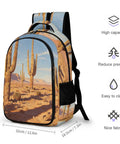 Western Cactus Print Unisex Backpack With Large Capacity Durable Polyester For Daily Use Breathable And Easy To Clean