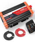 2000W Pure Sine Wave Inverter 24V DC To 120V AC For Solar Off Grid RV And Truck Use, Dual AC Outlets, 20A USB Port, Remote Control