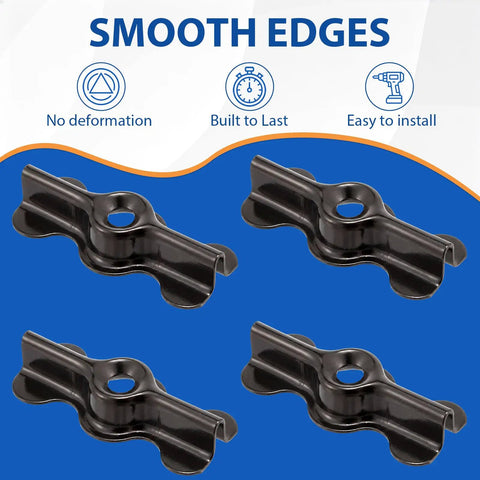Rock Solid Black Double Wing Flush Mounting Clips With Phillips Screws 24 Piece Kit Made From Hardened Alloy Steel showing smooth edges.