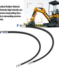 2 Pack Excavator Diverter Valve Hoses with Quick Connects next to a mini excavator in a field