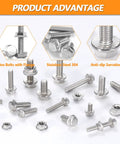 Assortment Of M6 Machine Screws In 16 20 25 30 40 Millimeter With Flange Hex Heads Premium 304 Stainless Steel Vibration Resistant For Tight Durable Fastening In Metal Or Wood Projects, hex bolts and nuts