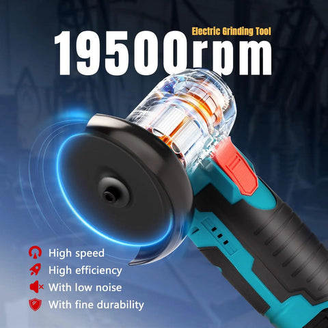 Cordless Angle Grinder Tool Workhorse 19500 RPM Portable Handheld Cutter For Metal And Wood With Dual 1500mAh Batteries