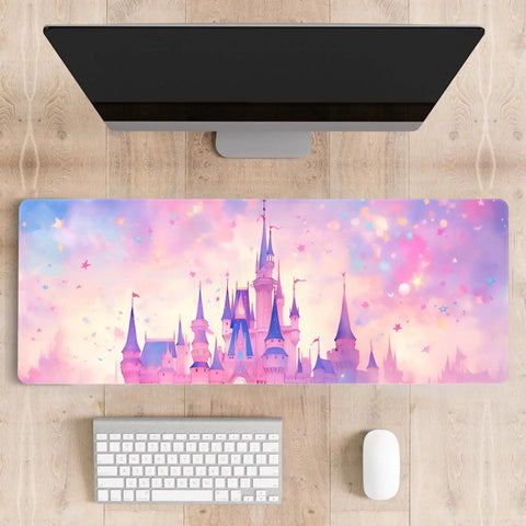 Oversized 30x12 Inch Gaming Mouse Pad Dope Non Slip Large Keyboard And Computer Accessory With Castle Design for Women Girls