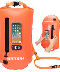 Bright Orange Swim Buoy With 20L Dry Bag Must-Have Fully Waterproof Floating Safety Float With Touchscreen Access