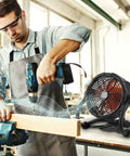 Rechargeable Outdoor Floor Fan Portable Beastly High Velocity Cooling Fan With LED Light USB Type C Port Cordless in workshop