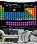80 by 60 Inch Periodic Table Tapestry Wall Decor for Living Room and Bedroom Polyester Educational Chemistry Elements Pattern