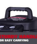 Heavy Duty Six Gallon Pancake Air Compressor With Dependable Oil Free Pump Generating 150 Psi And Smooth 2.6 Cfm Airflow sturdy handle for easy carrying.
