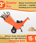 Beast Gas Powered Wood Chipper Shredder Mulcher 7HP Heavy Duty Yet Compact Design 3 Inch Max Capacity For Yard Cleanup