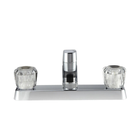 RV Kitchen Sink Faucet With Crystal Acrylic Knobs High Grade Plastic Construction Drip Free Washerless Cartridges Long Reach Spout