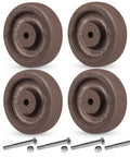 Set of 4 brown 4x1.5 inch hi-temp caster wheels with bolts for ovens and dryers