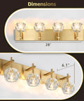 4 Light Crystal Bathroom Vanity Light Fixture Over Mirror With Gold Chrome Finish And Round Shade Wall Sconce Modern Bath Lighting