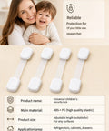 No Drill Cabinet Locks With 3M Adhesive For Childproofing Fridge, Toilet, Microwave And Washer, Anti Pinch Latches in white