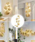 Lux Lotus Leaf Wall Sconce Night Light With Gold Finish, Modern Flush Mount Wall Lamp For Living Room And Bedroom, 5 to 8 heads
