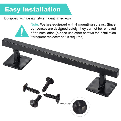 Rustic Barn Door Handle 12 Inch Heavy Duty Matte Black Sliding Door Pull with mounting screws and installation note