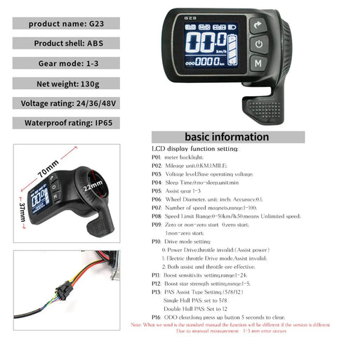 All In One Ebike Controller Kit 24V 36V 48V Compatible 25A 500W Brushless Motor Controller with LCD Display and Thumb Throttle