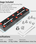 Vixen Style Dovetail Mounting Plate With 160mm Telescope Rail Bar and screws, hex keys, and screws displayed.