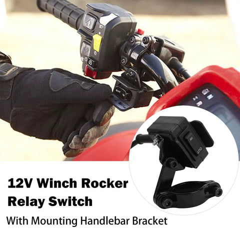 12V Winch Switch With Mounting Bracket For ATV UTV Handlebar Winch Control Rocker Thumb Switch Replacement 1500-6000 Lb