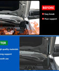 Ford Ranger Hood Struts Kit 2024 2025 2026 No Drill Hydraulic Lift Supports showing before and after installation.