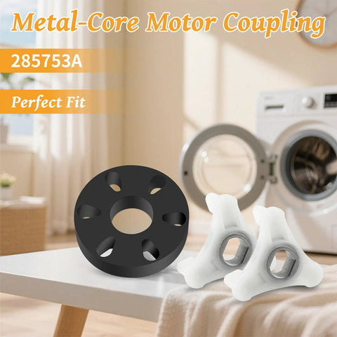 Two Pack Washer Motor Coupling Kit For Whirlpool Kenmore Direct Drive Washers Heavy Duty Rubber Isolator With Metal Sleeves Durable Replacement Parts Easy Install Keep One On Hand For Quick In Home Repairs, black 285753A coupler with two white sleeves