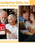 People exchanging gifts, great for Rechargeable Neck Reading Light With Dual Lamps For Bedtime Reading And Crafting Eye Friendly Floodlight