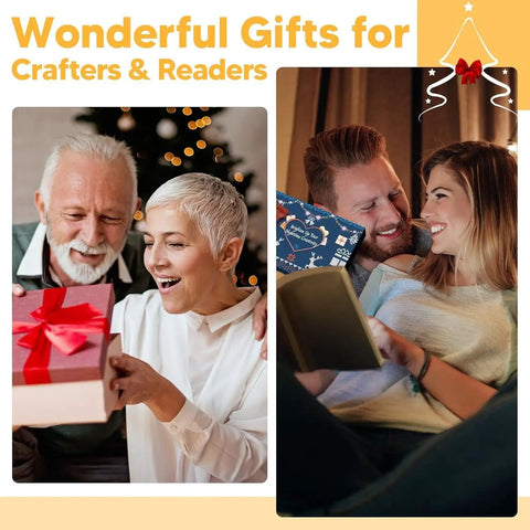 People exchanging gifts, great for Rechargeable Neck Reading Light With Dual Lamps For Bedtime Reading And Crafting Eye Friendly Floodlight