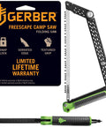 Folding Camp Saw With 12 Inch Blade For Backpacking, Hiking, Camping And Bushcraft, Flat Pocket Ready Design, Bright Green Accents.