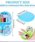 20 Pack Mini Travel Sewing Kit Set For On The Go Repairs With Scissors Needles Thread Spools And Emergency Fix Essentials In Durable Blue And Green Case