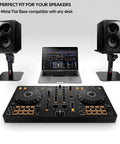 Heavy Duty Desktop Speaker Stands Pair With Flat Base Adjustable Height And Tilt Universal Platforms for computer setup