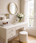 Four Pack Of Straight Up Stunning Clear Gold Diamond Cabinet Knobs With Built Tough Zinc Alloy Bases And Just Pure Magical Glass Dresser Pulls For Weekend Home Makeovers on a stylish white vanity.
