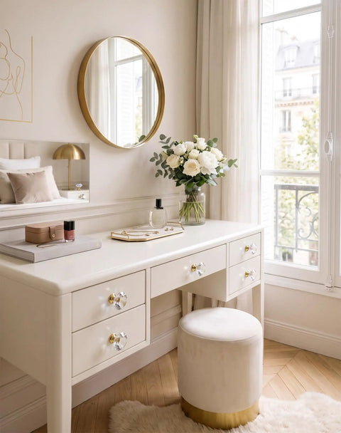 Four Pack Of Straight Up Stunning Clear Gold Diamond Cabinet Knobs With Built Tough Zinc Alloy Bases And Just Pure Magical Glass Dresser Pulls For Weekend Home Makeovers on a stylish white vanity.