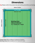 Front view of UniTak3D honeycomb laser bed 500x500mm with 460x460mm working area, blue frame, green surface