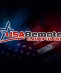 USA Remote logo with star icon, text on blue-red background