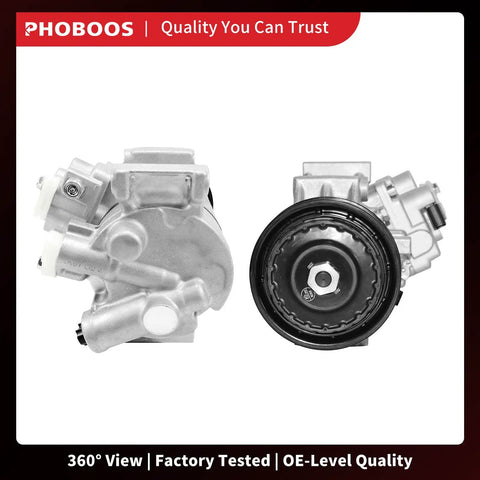 Straight Up AC Compressor With Integrated Clutch for Toyota Corolla and Matrix, 2011-2013, 1.8L engine, side view.