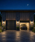 Two Pack Outdoor Wall Sconce Lights Waterproof Exterior Porch Fixtures With Rust Resistant Metal Housing Frosted Glass Deer Pattern And E26 Socket For Home Garage Patio Front Door by night