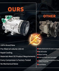 Premium Air Conditioner AC Compressor With Clutch for Hyundai Sonata and Kia Optima, new vs refurbished comparison.