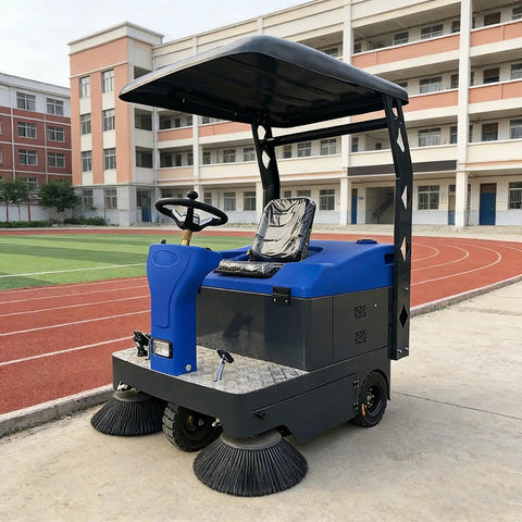 Heavy Duty Ride On Floor Sweeper For Industrial Use Perfect For Factory Warehouse Cleaning Operations Efficient And Reliable Heavy Equipment Built For Tough Jobs And Long Lasting Durability In Tough Commercial Environments
