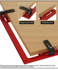 Zero Mess Cabinet Door Flush Mount Template Aluminum Alloy Slotting Guide Set Includes Semi Circular Router Bit For Dead Nuts Accurate Woodworking Projects, showing fixing pressure block and positioning screw for stability.