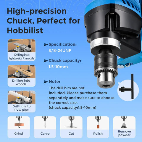 Benchtop Drill Press For Woodworking With Square Hole Mortising Converts Into A Mortiser With Square Bit 860W Electric Drill
