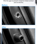 Before and after comparison of car door buffer pad installation showing protection against scratches. Amp Up Your Daily Ride With These Top Shelf 10 Pack Car Door Buffer Pads Heavy Duty Rubber Shock Absorbers Silence Door Slams Cushion Impact And Guard Panels In Black.