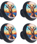4 Pack Stained Glass Deer Cabinet Knobs 1.37 Inch Crystal Glass Drawer Pulls for Kitchen Cabinets Dressers and Closets