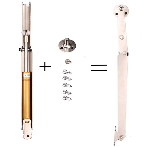 Heavy Duty Gas Spring Lid Stay Hinge With 100N Lift Support for Cabinet Doors and Toy Boxes, hardware components shown