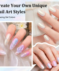 Bio Based Pearl Gel Nail Polish Set With Six Iridescent Shimmer Shades for DIY manicure featuring glazed aurora finish