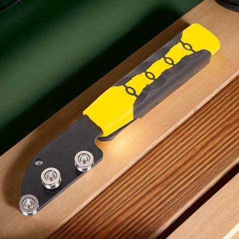High Performance Copper Wire Straightener With Comfort Handle on wooden surface, showcasing its steel body and ergonomic grip.