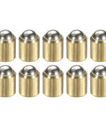 Genuine Brass Ball Point Spring Plungers 10 Pack 8 X 9 Mm Mini Bumpers displayed in a row, showcasing their brass and steel design.