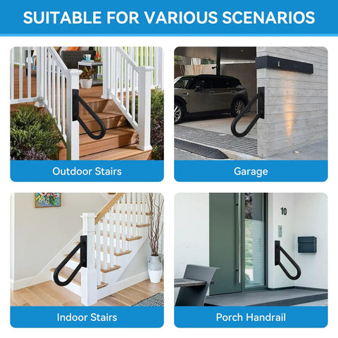 Solid Hold Wall Mount Handrail For Outdoor Steps With Non Slip Grip Safety Railing Takes Four Hundred Pounds for outdoor and indoor stairs