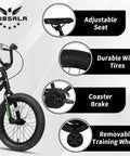 16 Inch Kids Bike For Ages 4 And Up, BMX Style Youth Bicycle details: adjustable seat, durable tires, coaster brake, and training wheels.