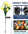 Solar Rose Garden Lights For Outdoor Decor Upgraded Lit 7 Color Changing Rose Lights With Enlarged Solar Panel Long Lasting Charge